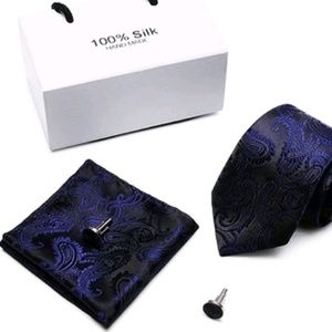 Mens Silk Tie, Handkercheif, Cufflink. gift set!!